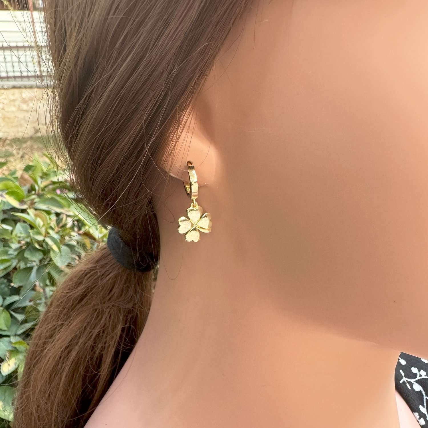 Gümüş Yonca Küpe