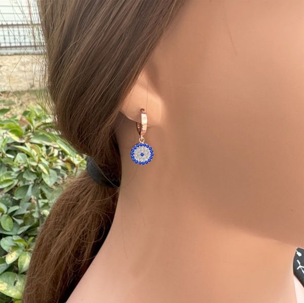 Gümüş Nazar Boncuklu Küpe