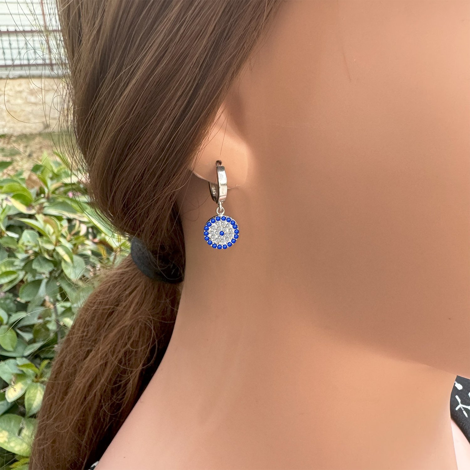 Gümüş Nazar Boncuklu Küpe