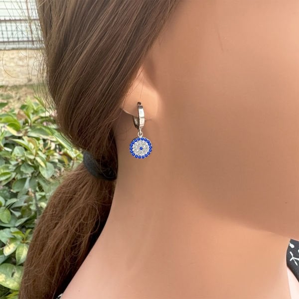 Gümüş Nazar Boncuklu Küpe