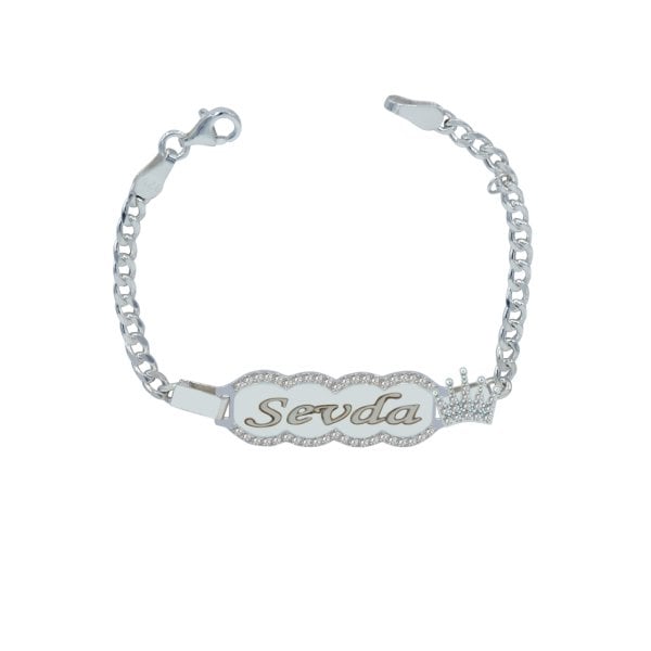 Gümüş Taçlı İsimli Bebek Künyesi