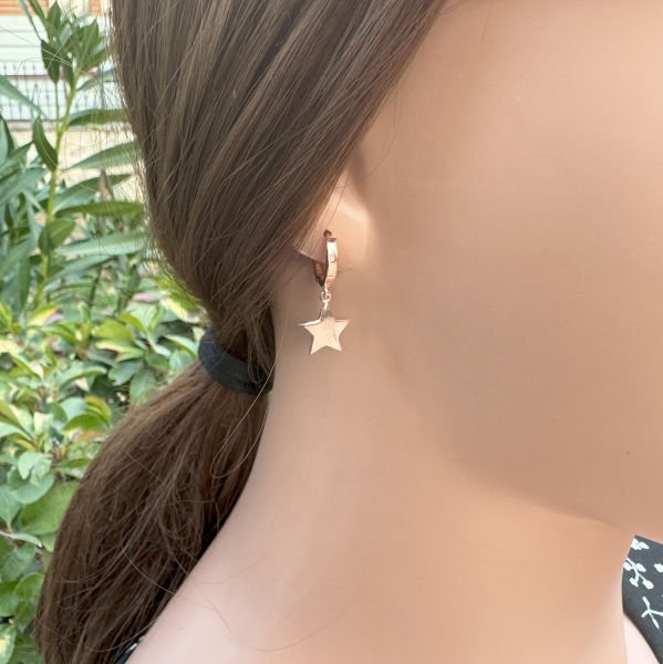 Gümüş Taşsız Yıldız Küpe