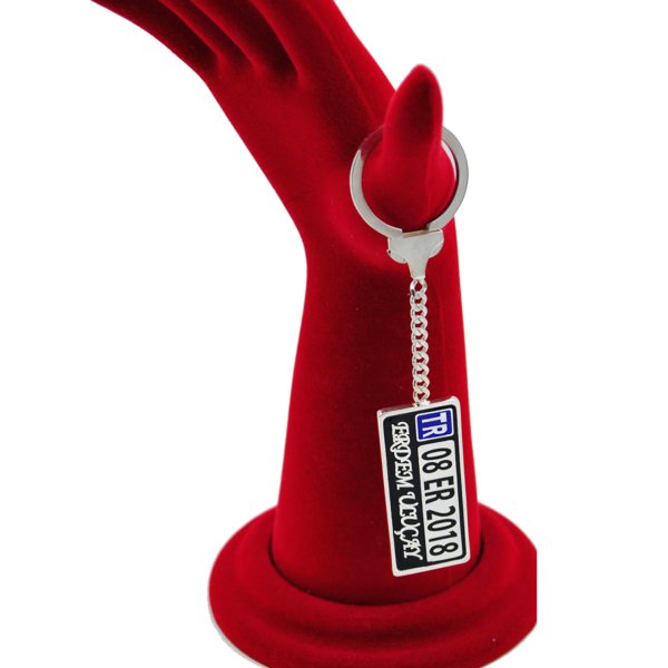 Gümüş Kişiye Özel Araç Plaka İsimli Anahtarlık