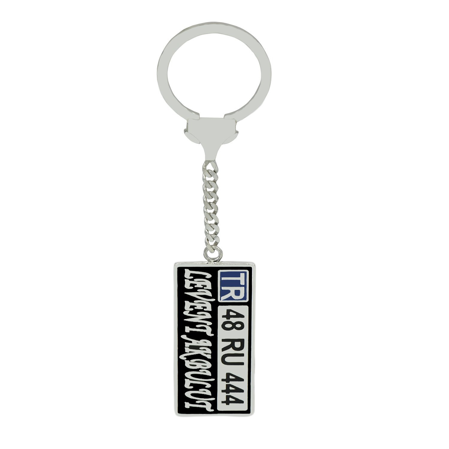 Gümüş Kişiye Özel Araç Plaka İsimli Anahtarlık