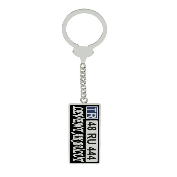 Gümüş Kişiye Özel Araç Plaka İsimli Anahtarlık