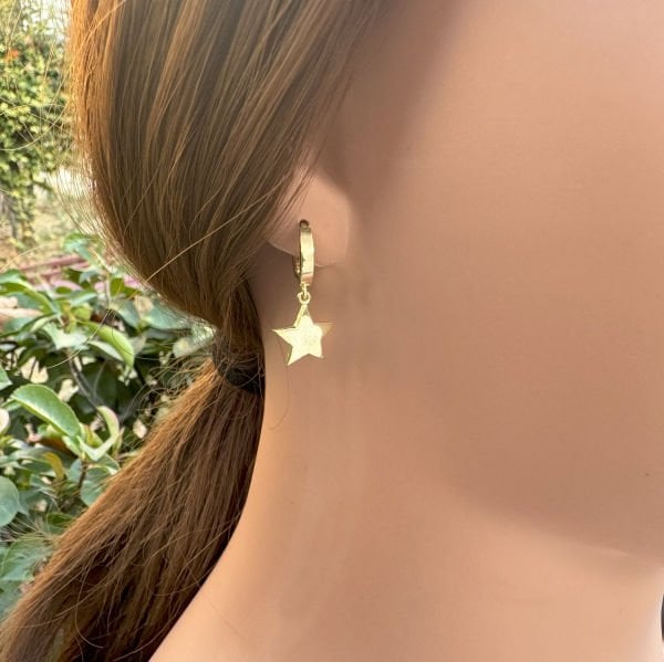 Gümüş Taşsız Yıldız Küpe