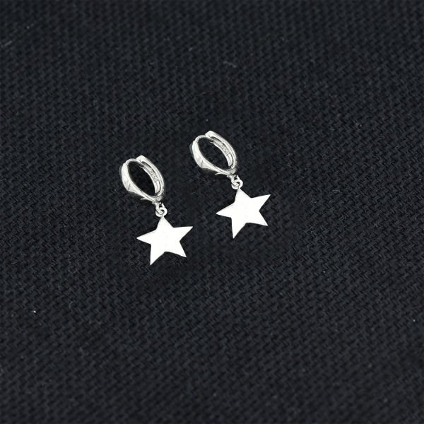 Gümüş Taşsız Yıldız Küpe