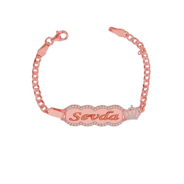 Gümüş İsimli Taçlı Bebek Künyesi