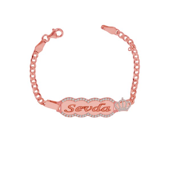 Gümüş İsimli Taçlı Bebek Künyesi