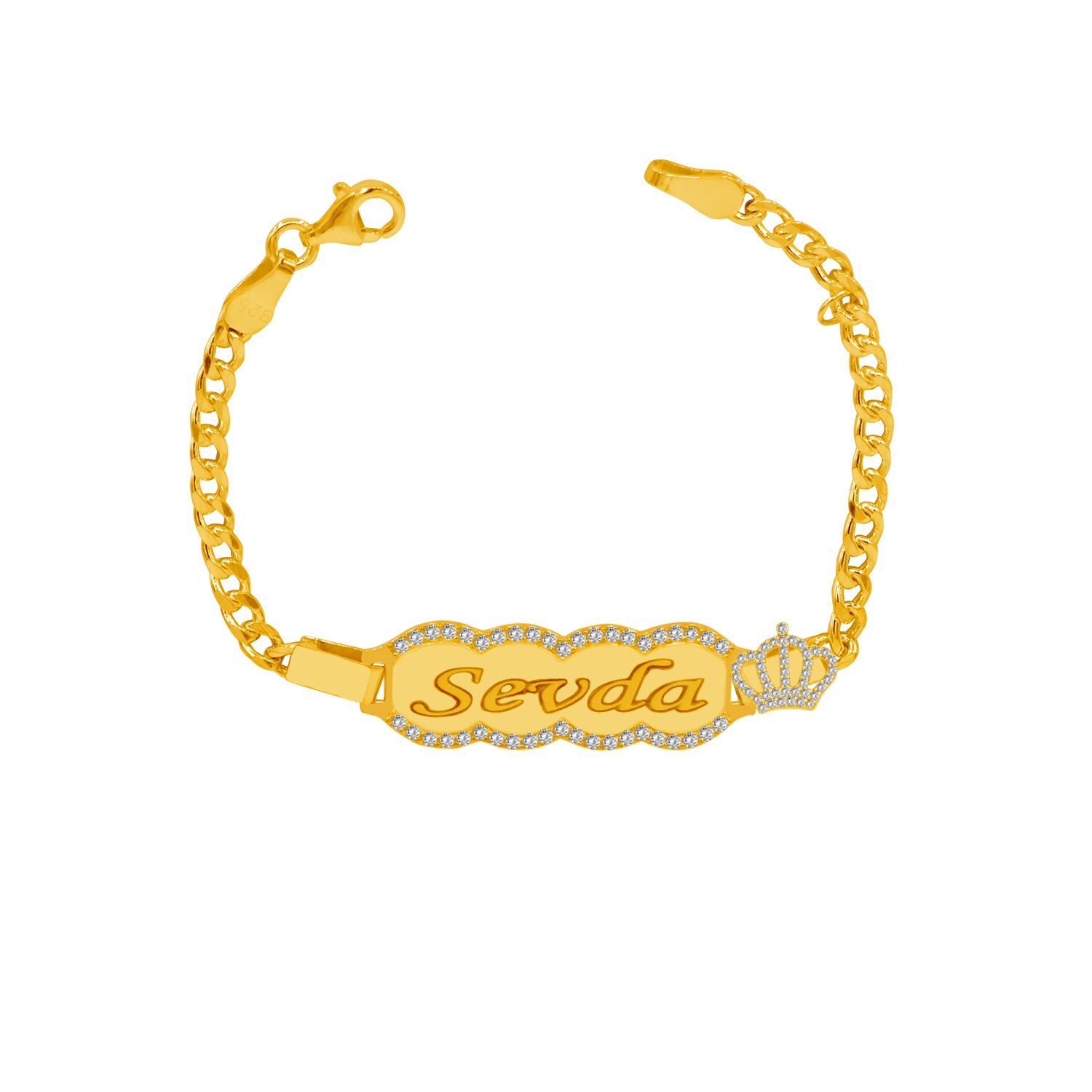 Gümüş İsimli Taçlı Bebek Künyesi