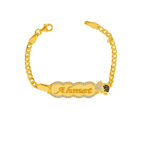 Gümüş Siyah Beyaz Patikli İsimli Bebek Künyesi