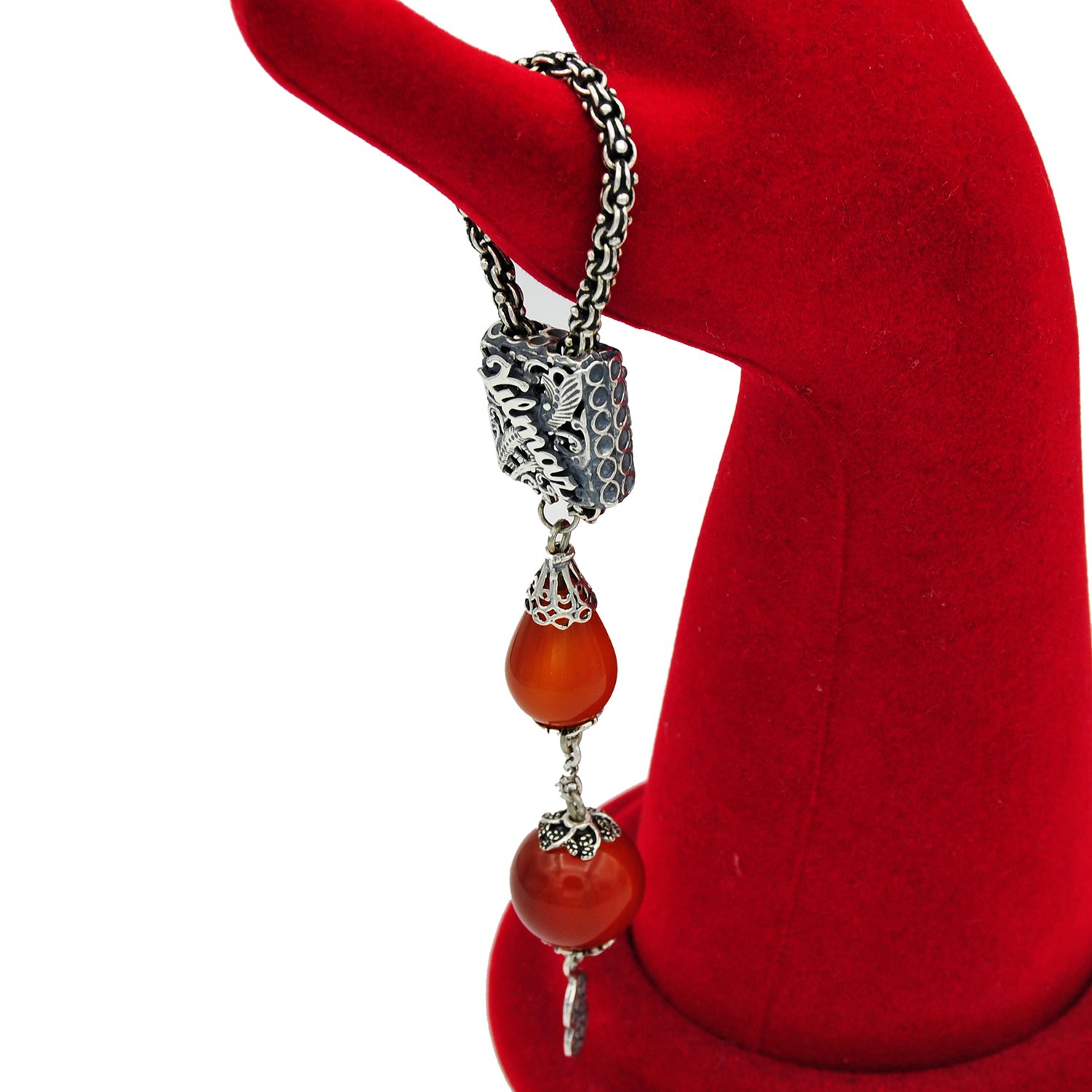 Gümüş Akik Taşlı Köstekli İsimli Anahtarlık