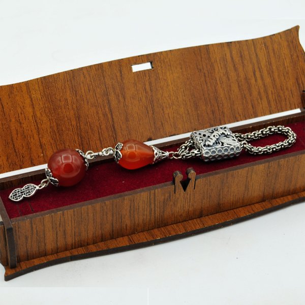 Gümüş Akik Taşlı Köstekli İsimli Anahtarlık