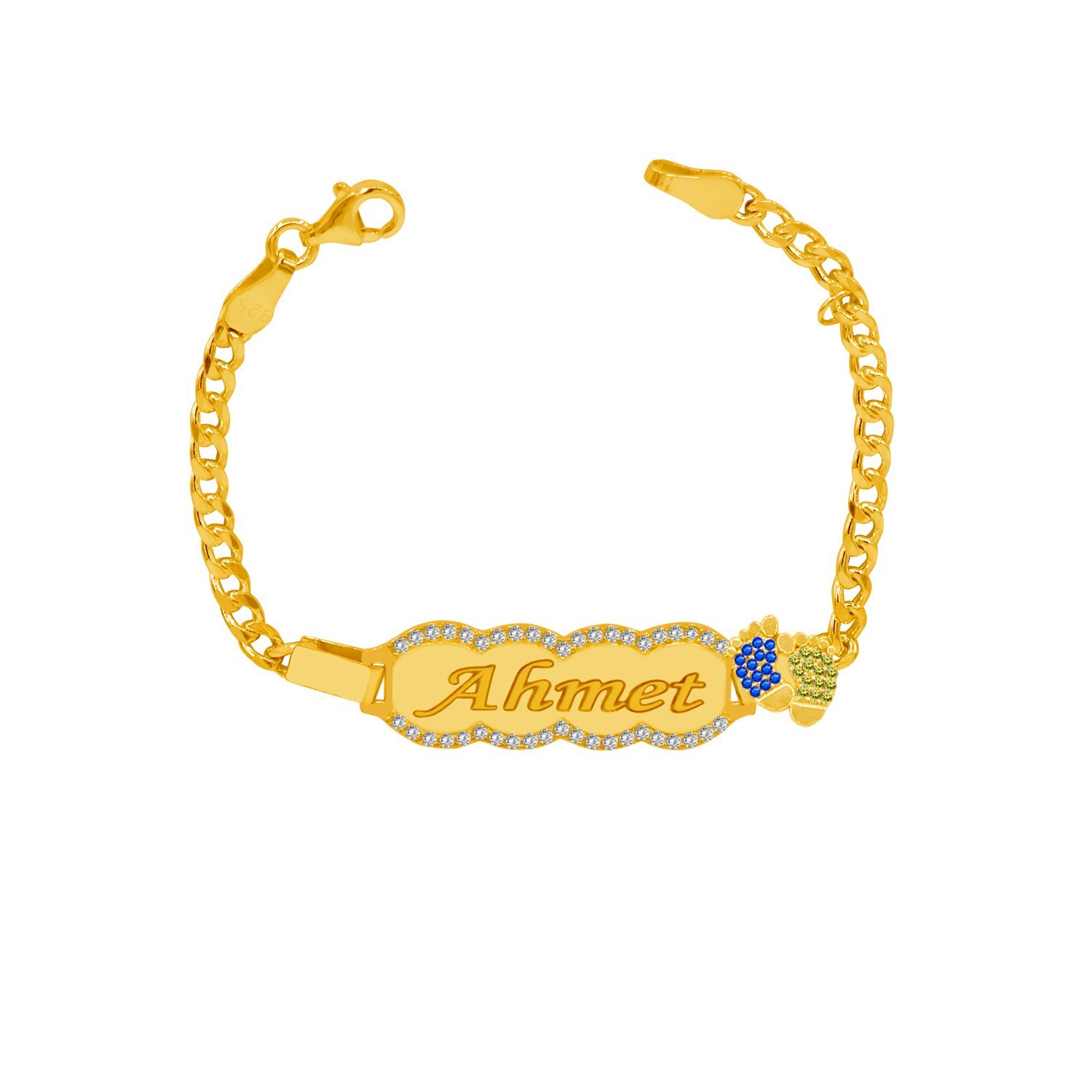 Gümüş Sarı Lacivert Patikli İsimli Bebek Künyesi