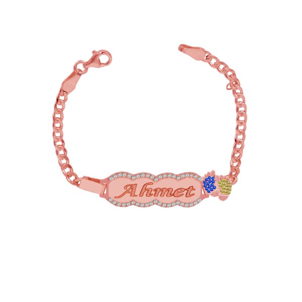 Gümüş Sarı Lacivert Patikli İsimli Bebek Künyesi