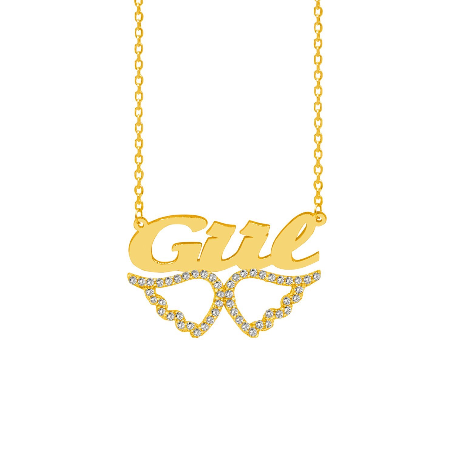 Gümüş Taşlı Melek Kanat Üstü İsimli Kolye