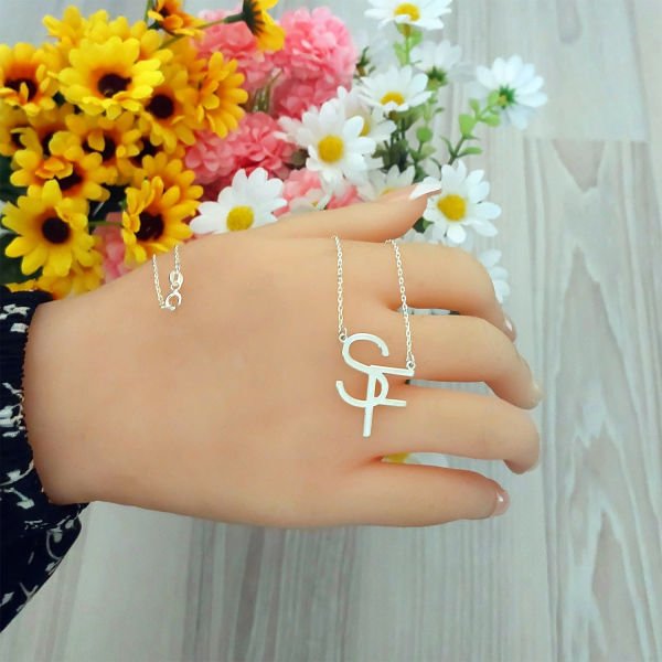 Gümüş Taşsız 2 Harfli Kolye