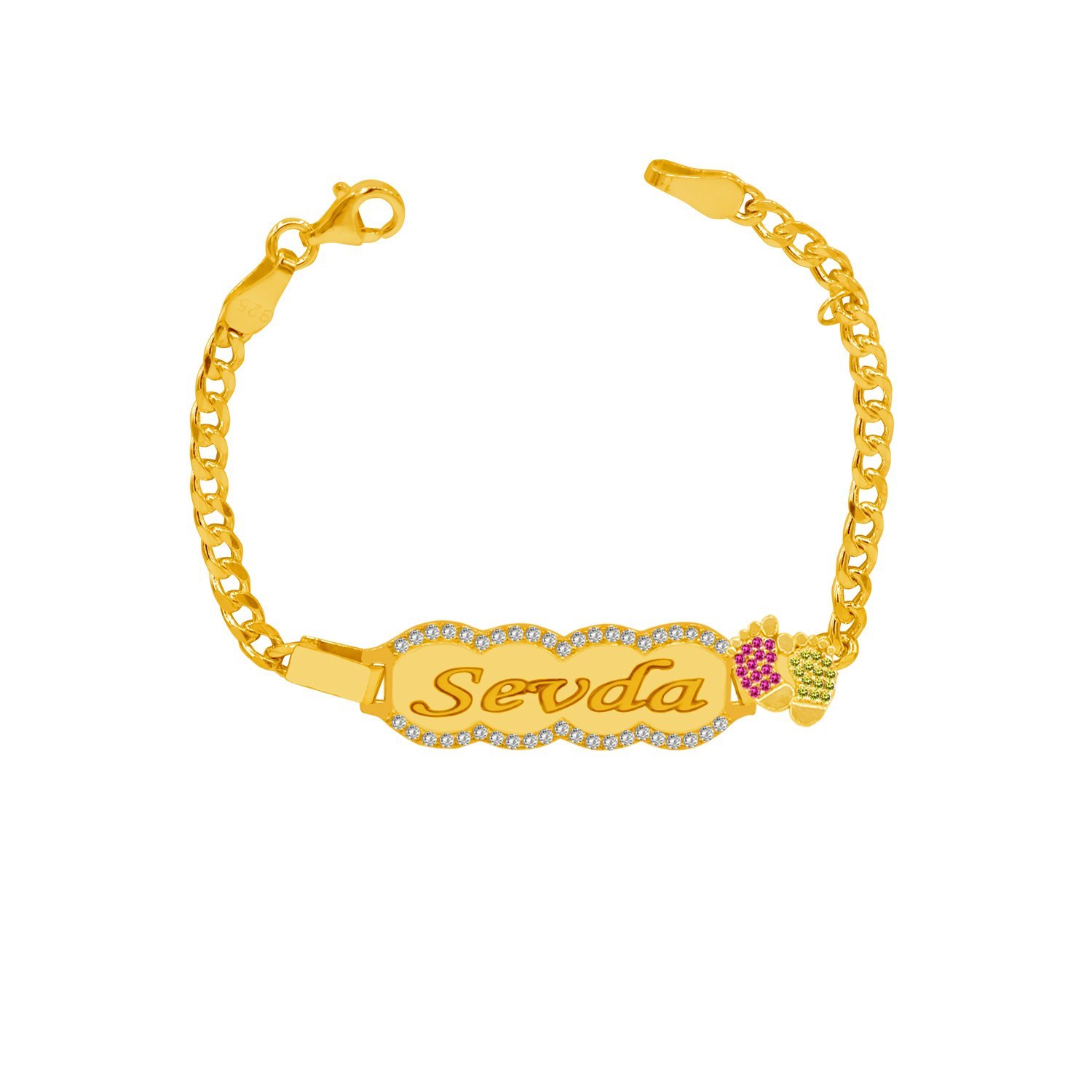 Gümüş İsimli Bebek Patikli Künye