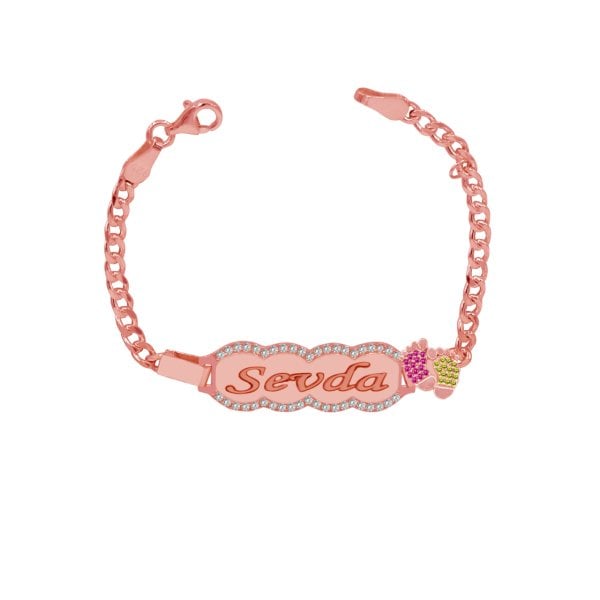 Gümüş İsimli Bebek Patikli Künye