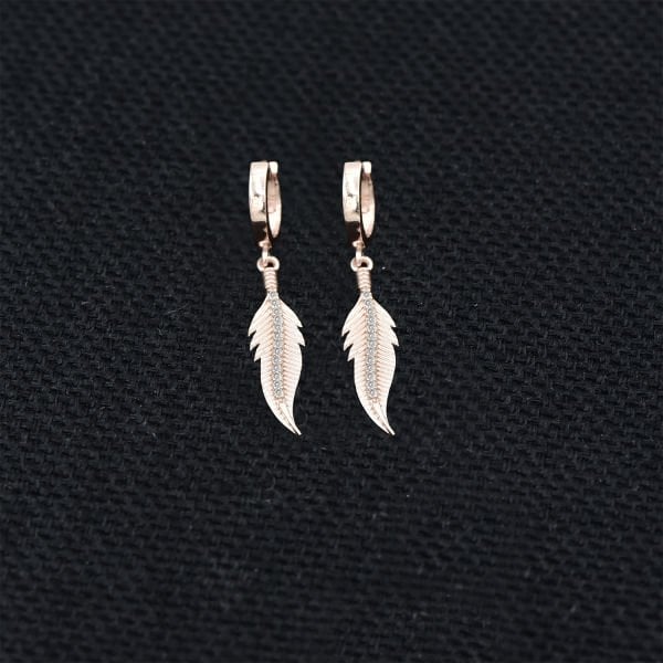 Gümüş Yaprak Sallantılı Küpe