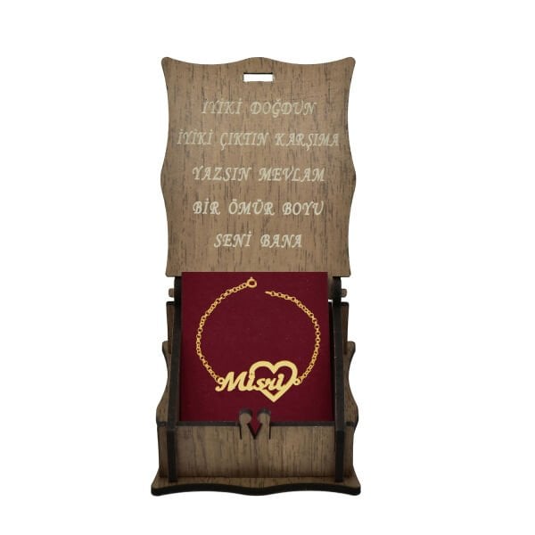 Gümüş Kişiye Özel Kalpli İsimli Bayan Bileklik