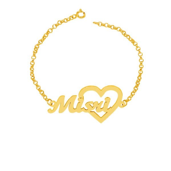 Gümüş Kişiye Özel Kalpli İsimli Bayan Bileklik