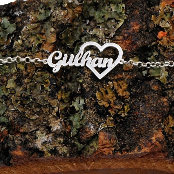 Gümüş Kişiye Özel Kalpli İsimli Bayan Bileklik