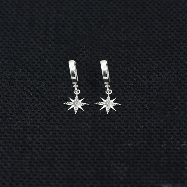 Gümüş Taşlı Kutup Yıldızı Sallantılı Küpe