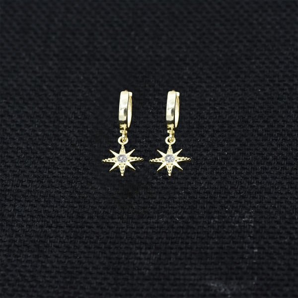 Gümüş Taşlı Kutup Yıldızı Sallantılı Küpe