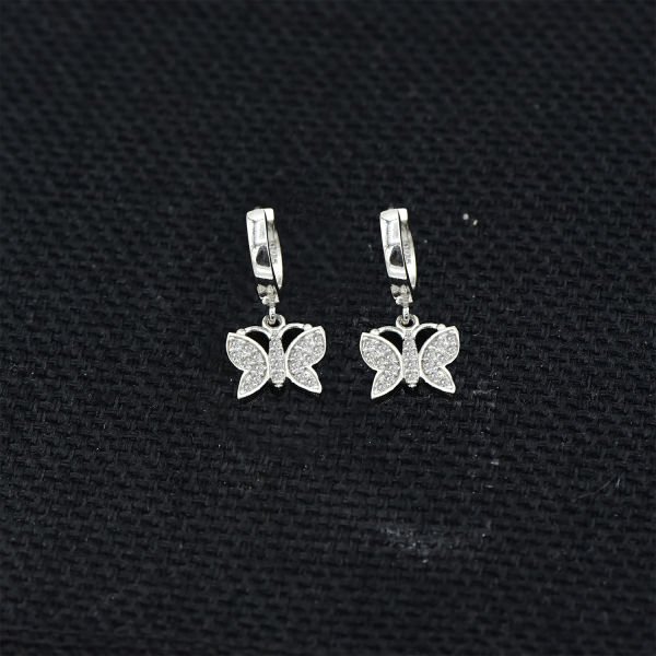 Gümüş Kelebek Sallantılı Küpe