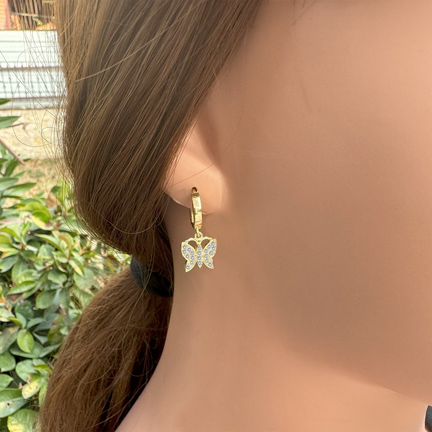 Gümüş Kelebek Sallantılı Küpe