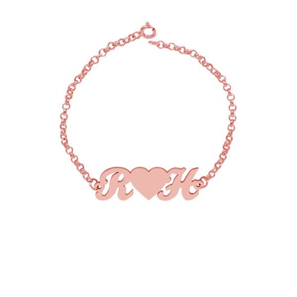 Gümüş Kişiye Özel Kalpli Harfli Bayan Bileklik