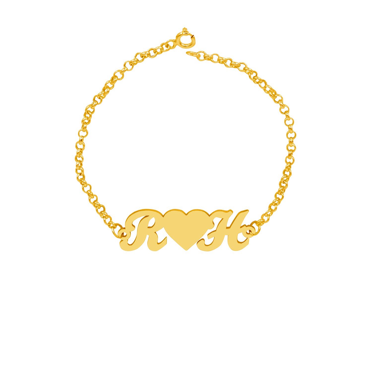 Gümüş Kişiye Özel Kalpli Harfli Bayan Bileklik