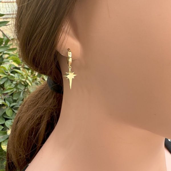 Gümüş Kutup Yıldızı Sallantılı Küpe