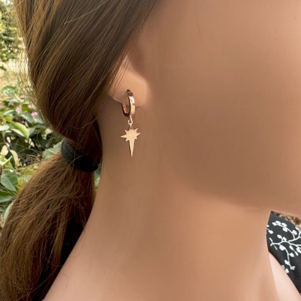 Gümüş Kutup Yıldızı Sallantılı Küpe