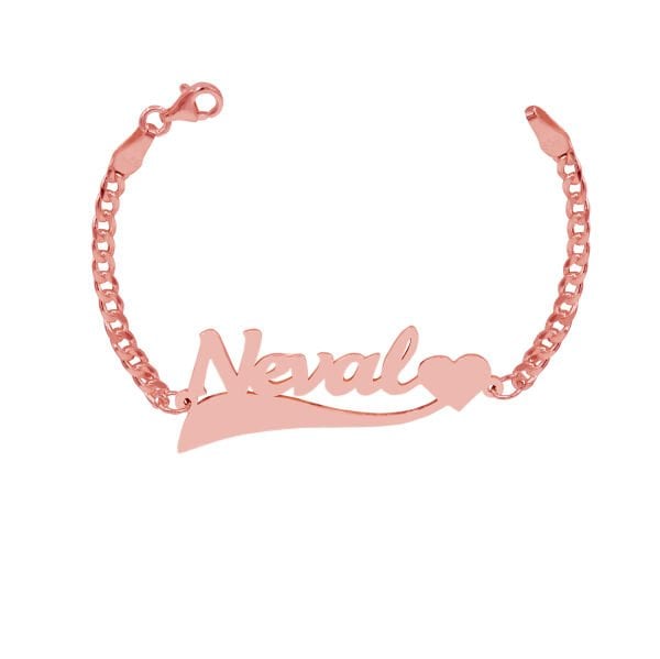 Gümüş Kişiye Özel Kalpli İsimli Bayan Bileklik