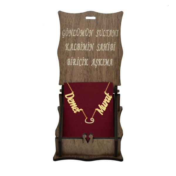 Gümüş Arapça Vav Harfli 2 İsimli Aile Kolyesi