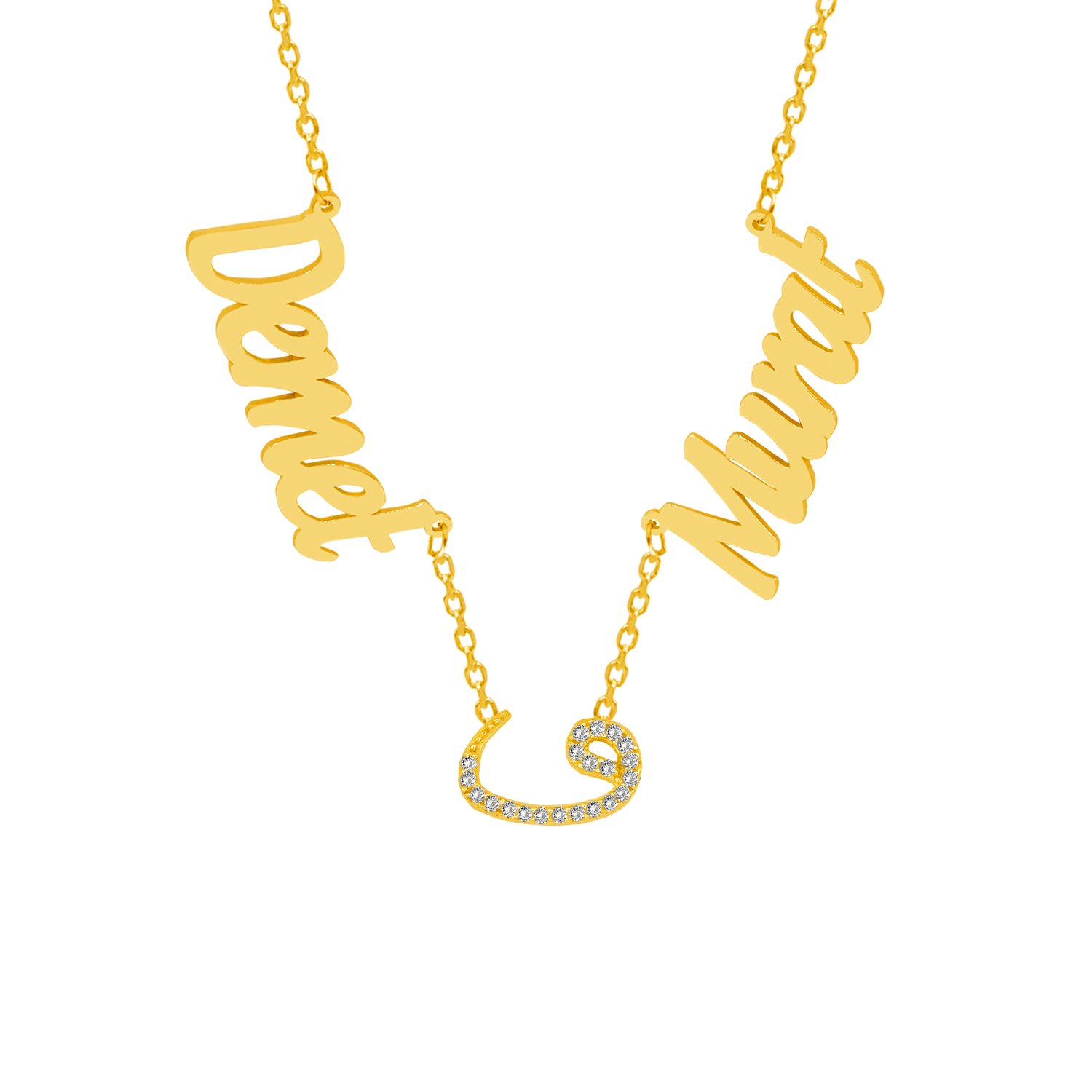 Gümüş Arapça Vav Harfli 2 İsimli Aile Kolyesi