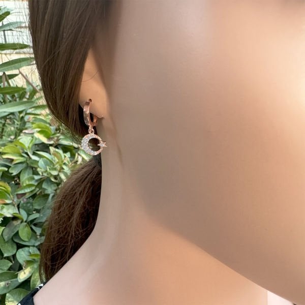 Gümüş Taşlı Ayyıldız Sallantılı Küpe