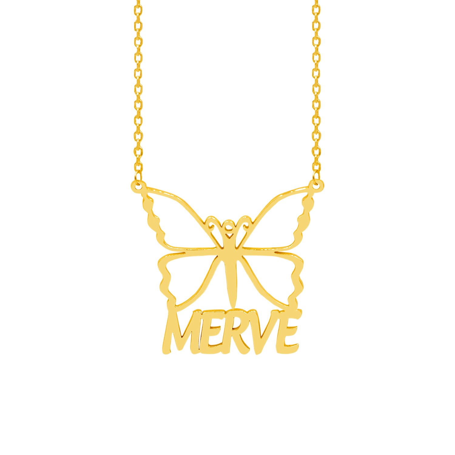 Gümüş Kişiye Özel Kelebek Tasarımlı İsimli Kolye