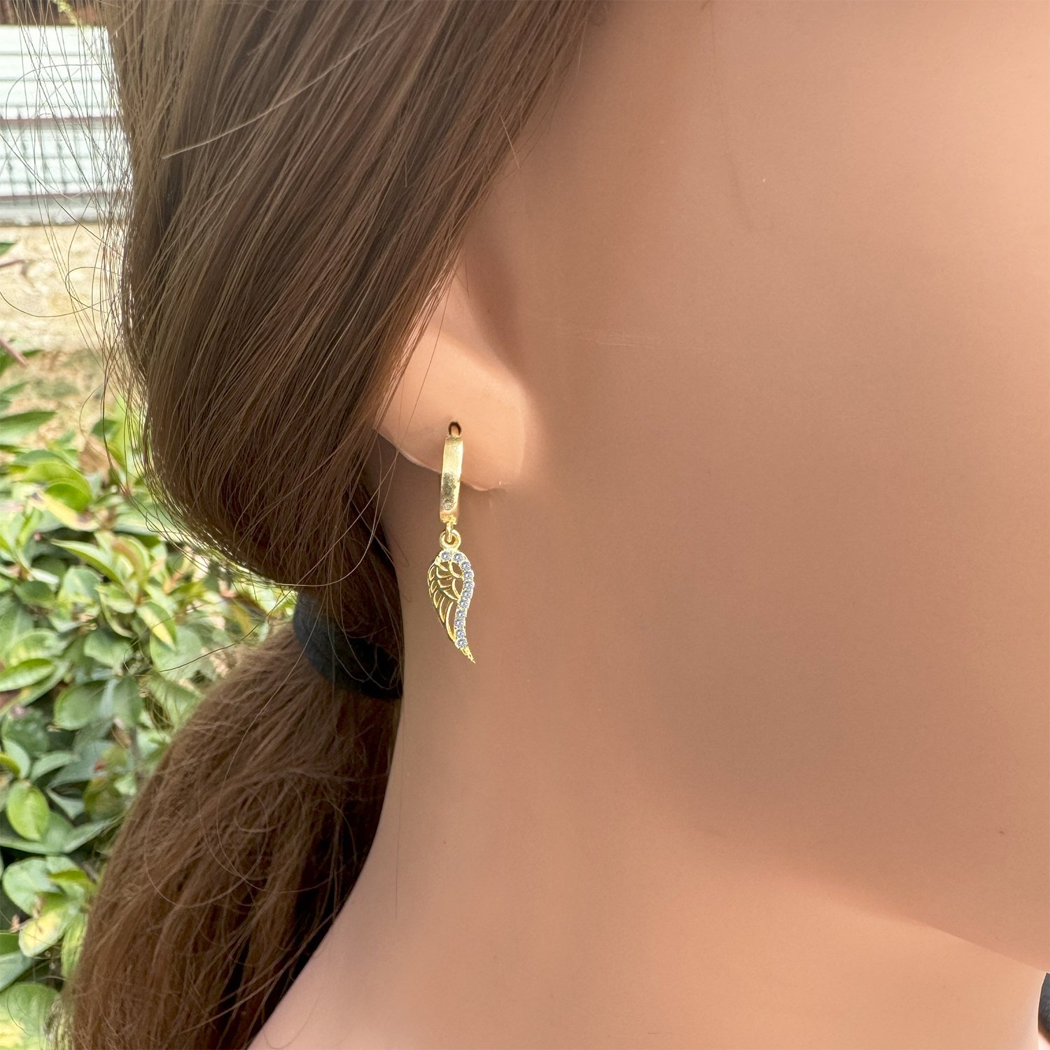 Gümüş Melek Kanadı Sallantılı Küpe