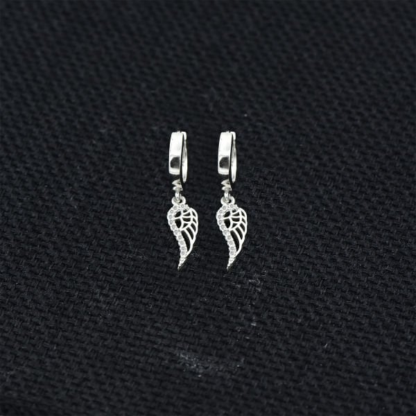 Gümüş Melek Kanadı Sallantılı Küpe