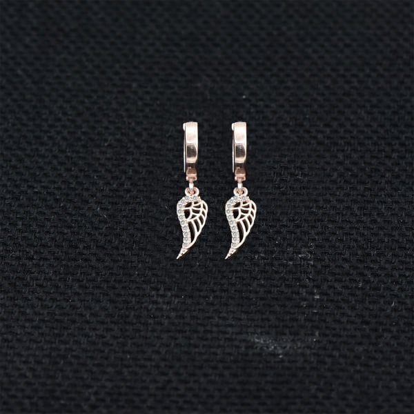 Gümüş Melek Kanadı Sallantılı Küpe