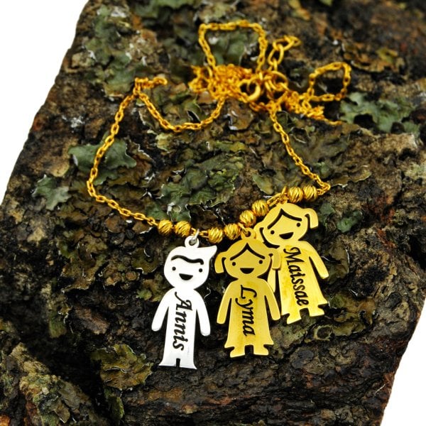 Gümüş Çöp Aile İsimli Kolye