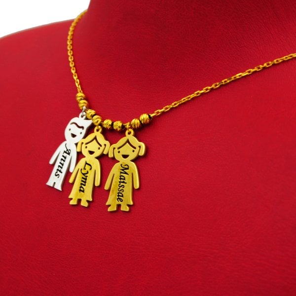 Gümüş Çöp Aile İsimli Kolye