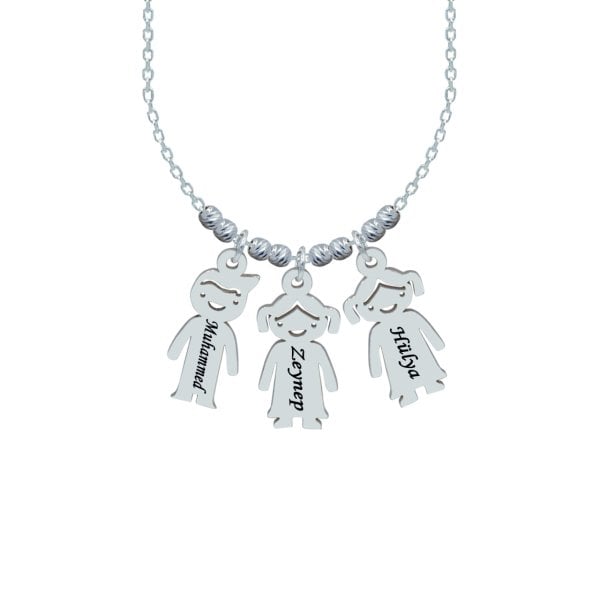 Gümüş Çöp Aile İsimli Kolye