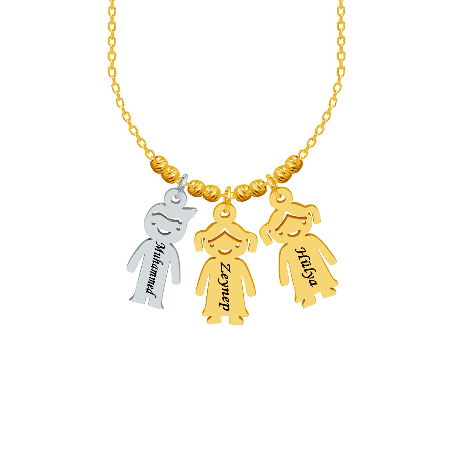 Gümüş Çöp Aile İsimli Kolye