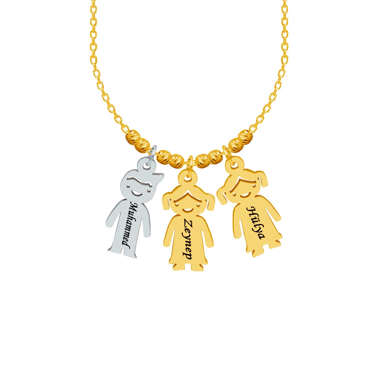 Gümüş Çöp Aile İsimli Kolye