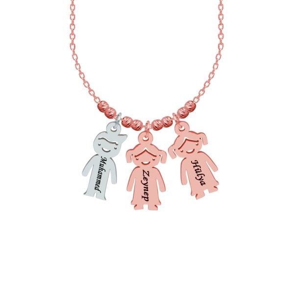 Gümüş Çöp Aile İsimli Kolye