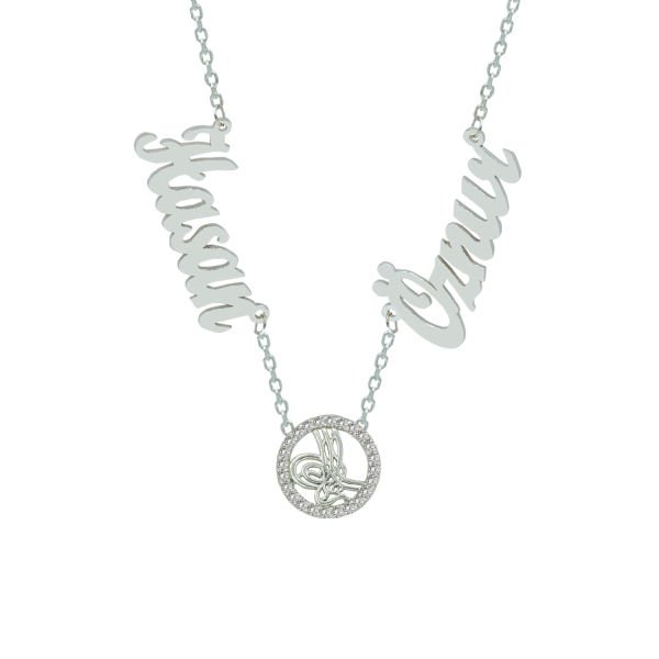 Gümüş Tuğralı 2 İsimli Aile Kolyesi